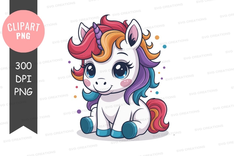 Colorful unicorn clipart png