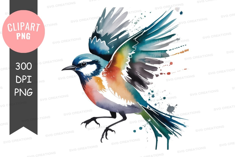 Vibrant bird in flight