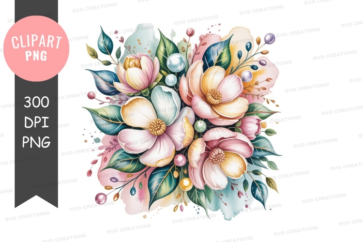Pastel floral bouquet clipart png