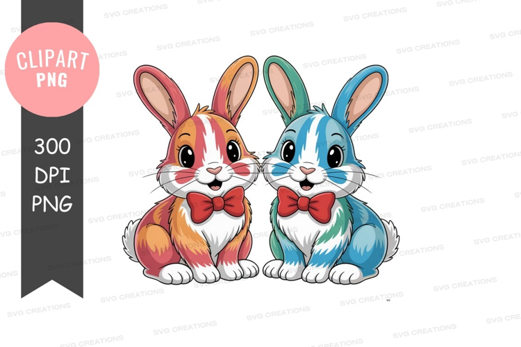 Two cute bunnies with bow ties