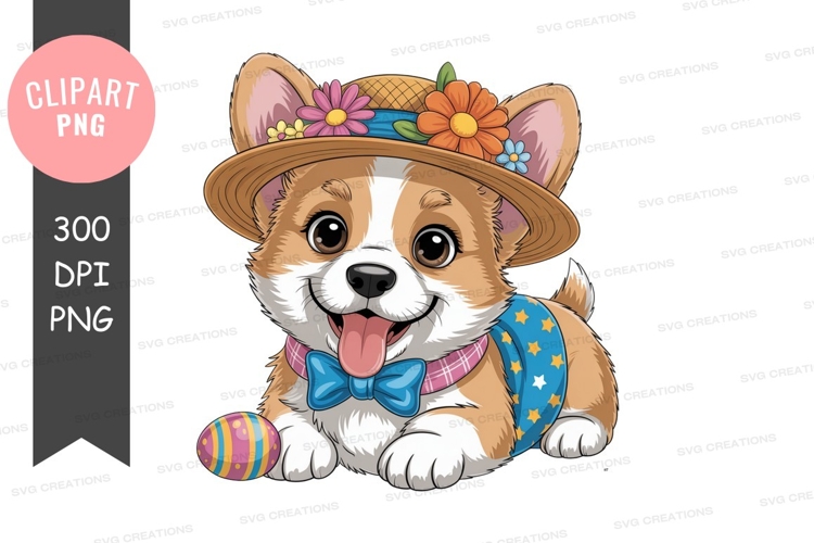 Cute puppy in easter hat