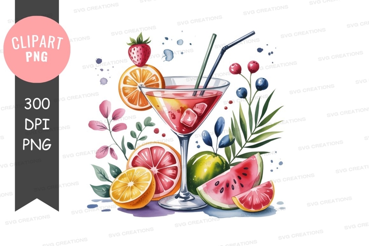 Vibrant summer cocktail with fruits