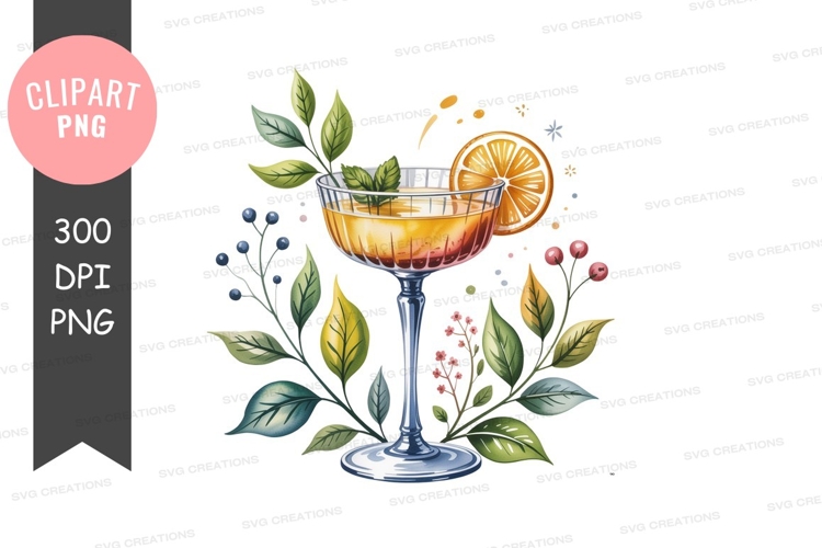 Elegant cocktail with garnish and greenery