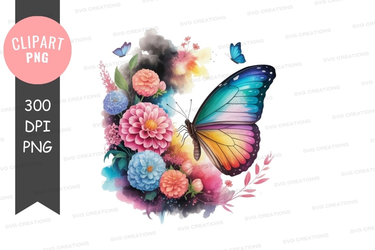 Colorful butterfly with flowers