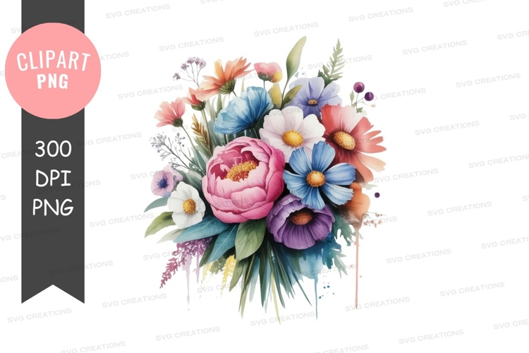 Colorful floral bouquet clipart png