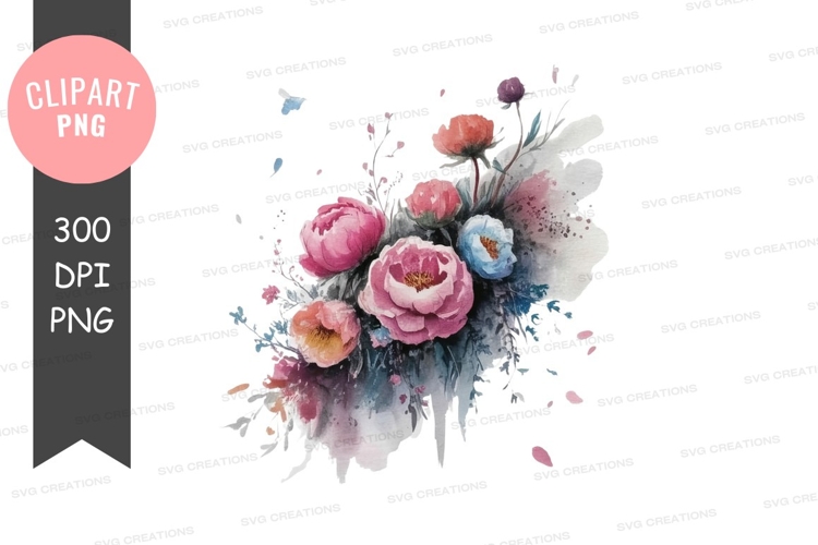 Watercolor floral bouquet png
