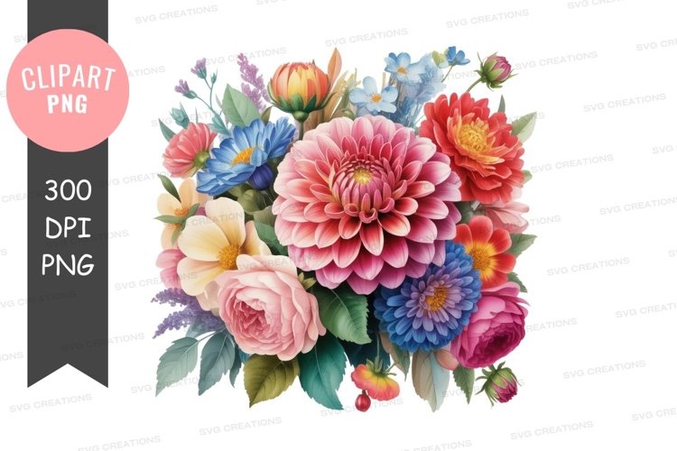 Colorful floral bouquet clipart png