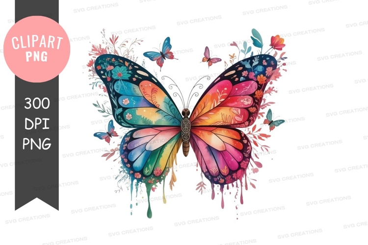 Colorful butterfly with floral design