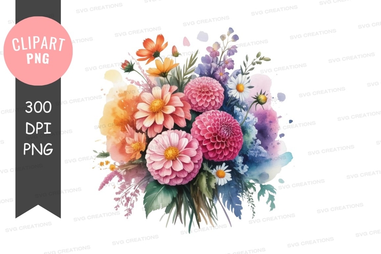 Colorful bouquet of flowers clipart png