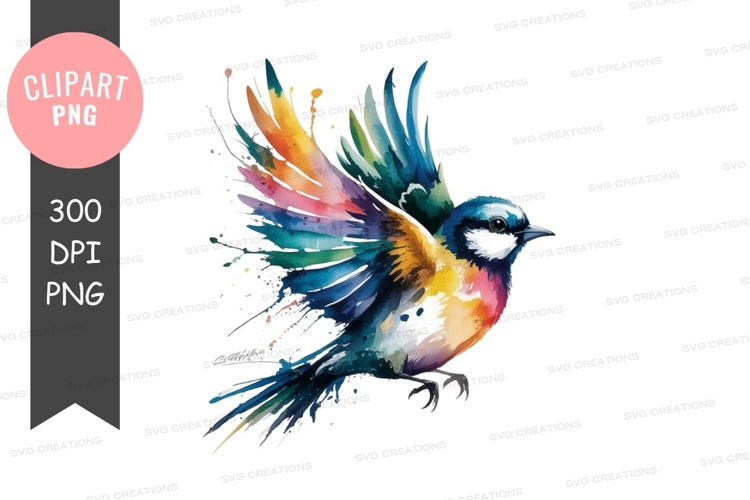 Vibrant bird in flight png