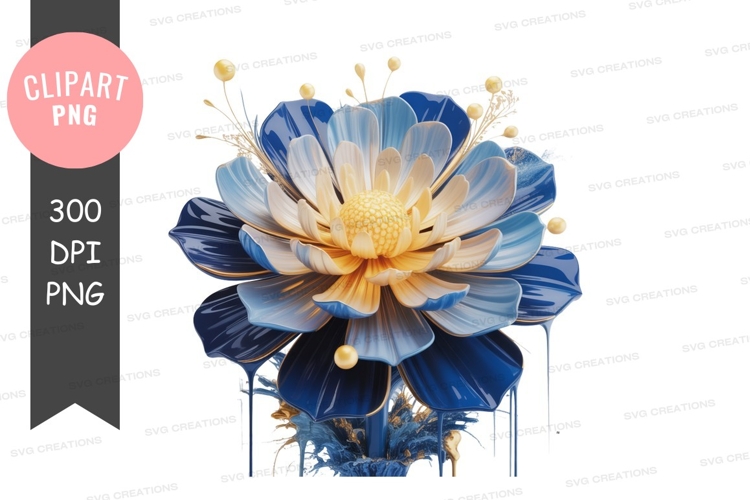 Blue and yellow flower clipart png