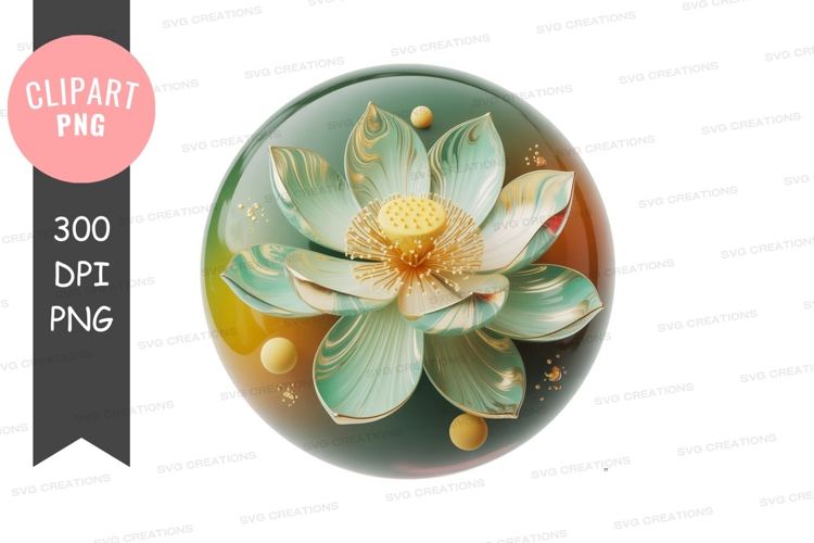 Elegant lotus flower in a glass orb