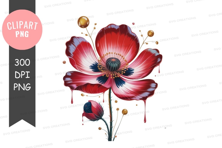Red Flower Clipart Image 14