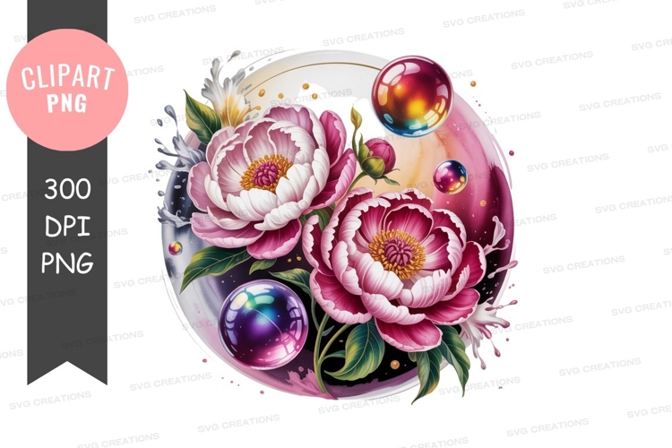 Elegant floral bubbles png