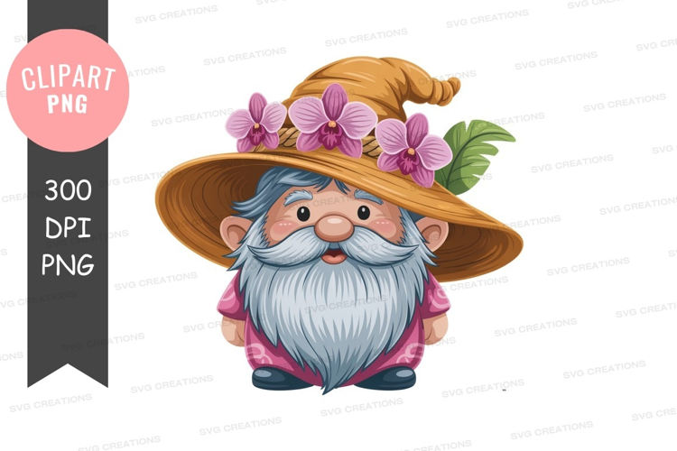 Whimsical gnome with floral hat