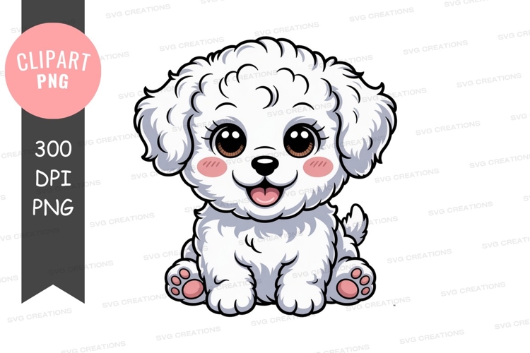 Cute white puppy clipart png