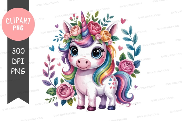 Magical unicorn with floral crown