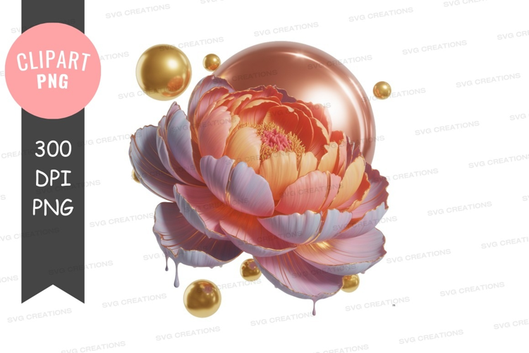 Elegant peony with golden accents