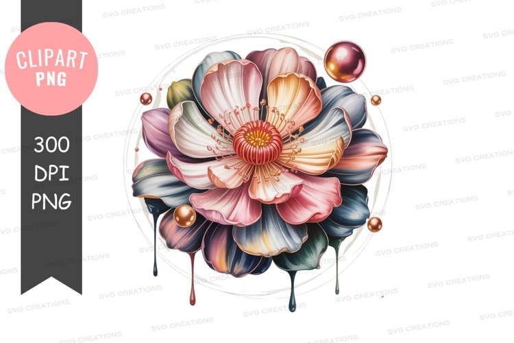 Colorful flower with dripping paint