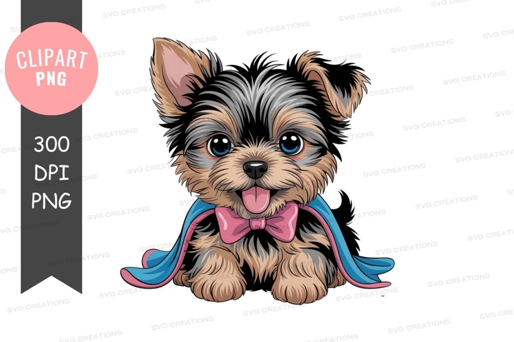Adorable yorkie puppy with bow tie