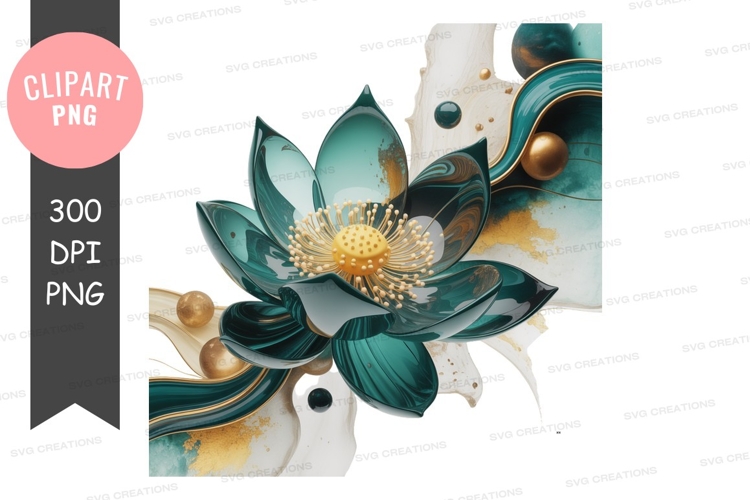 Elegant teal lotus flower