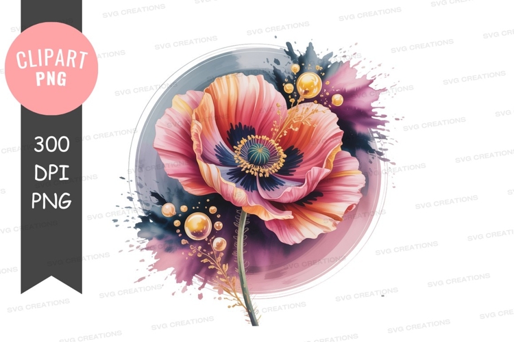 Vibrant poppy flower clipart png