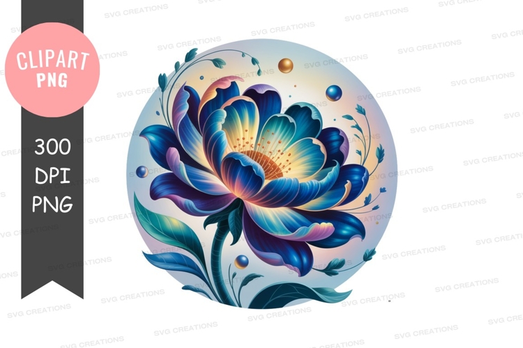 Blue floral illustration png