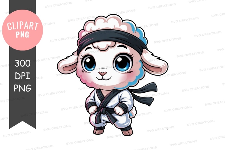 Cute ninja sheep clipart png