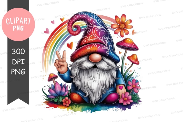 Whimsical gnome in a magical garden
