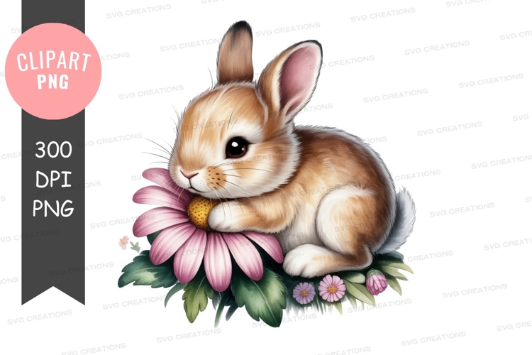 Cute bunny with flower