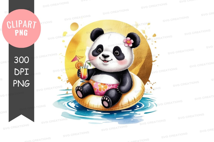 Relaxing panda in a tropical setting