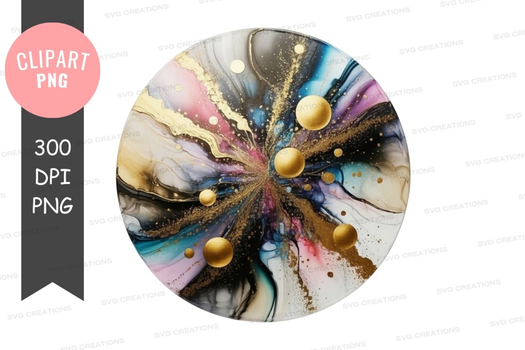 Cosmic swirl with golden orbs