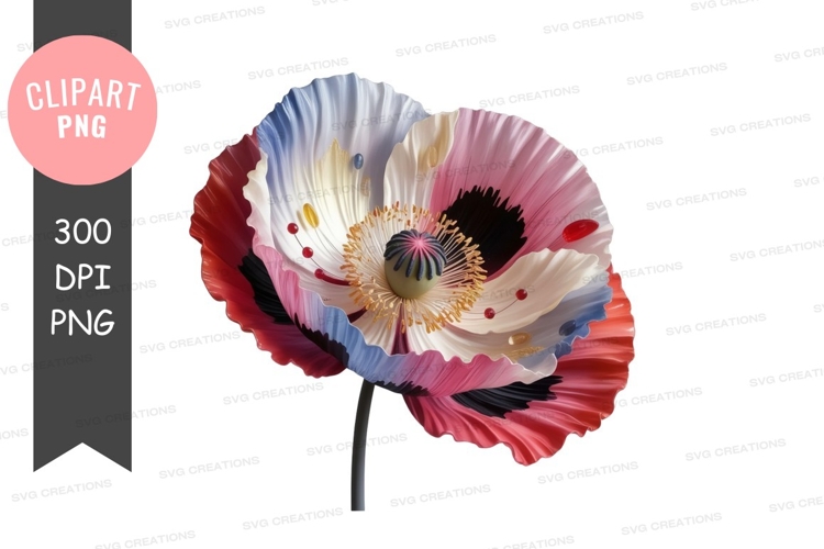 Colorful poppy flower clipart png