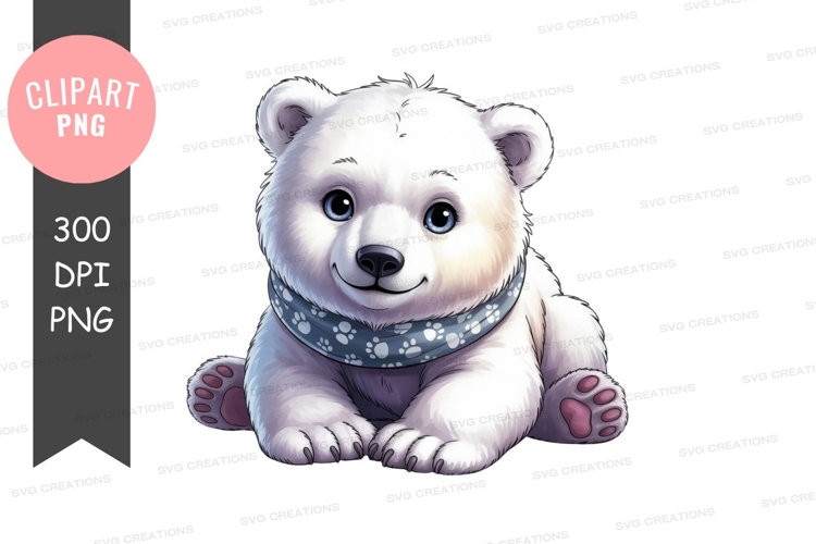 Cute polar bear cub clipart png