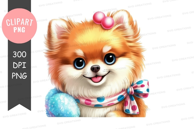 Adorable pomeranian puppy clipart png