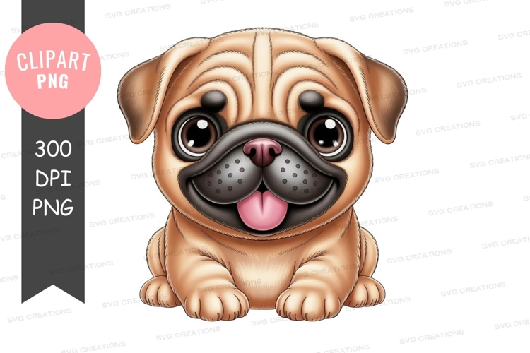 Cute pug puppy clipart png