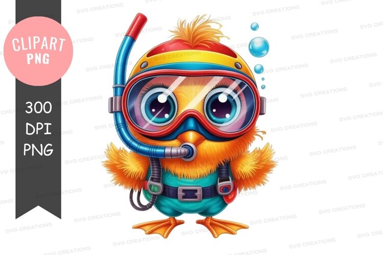 Adventurous duckling in scuba gear example image 1