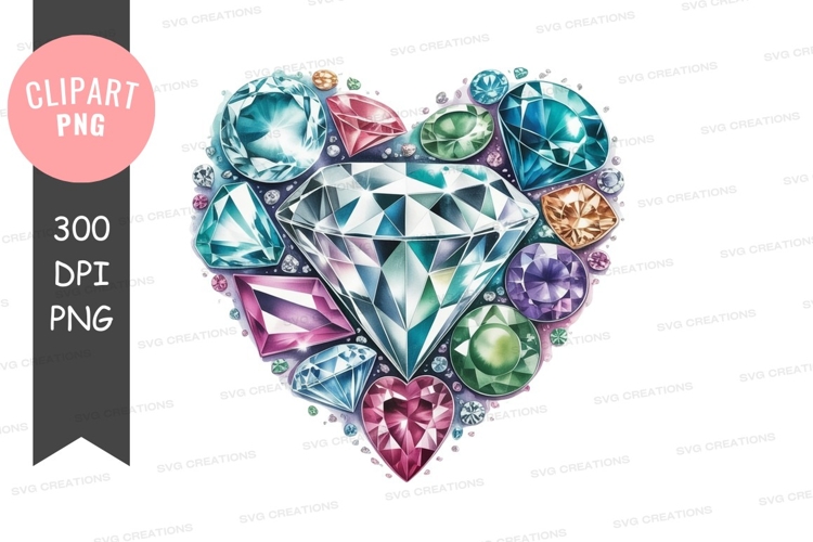 Colorful heart-shaped gemstones