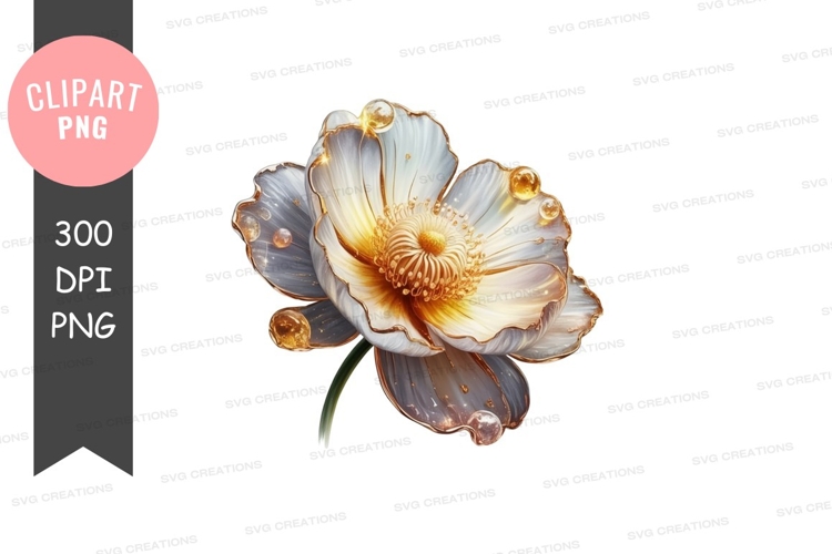 Elegant flower with dew drops