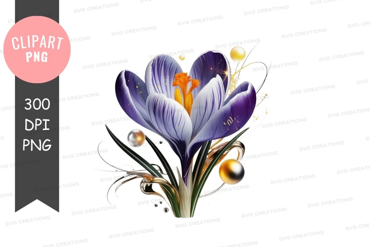 Elegant purple crocus with decorative elements