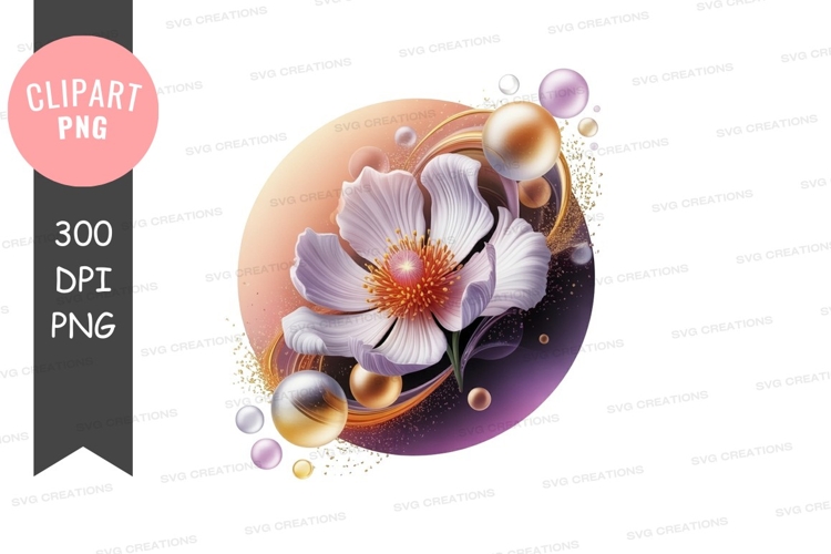 Elegant floral design with bubbles
