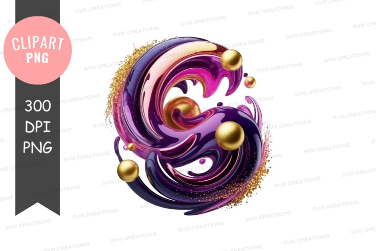Abstract swirl with golden orbs