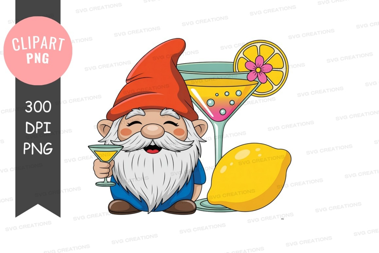 Gnome enjoying a cocktail