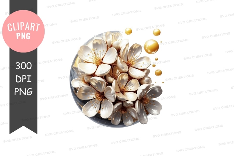 Black And White Flowers Clipart Image 5