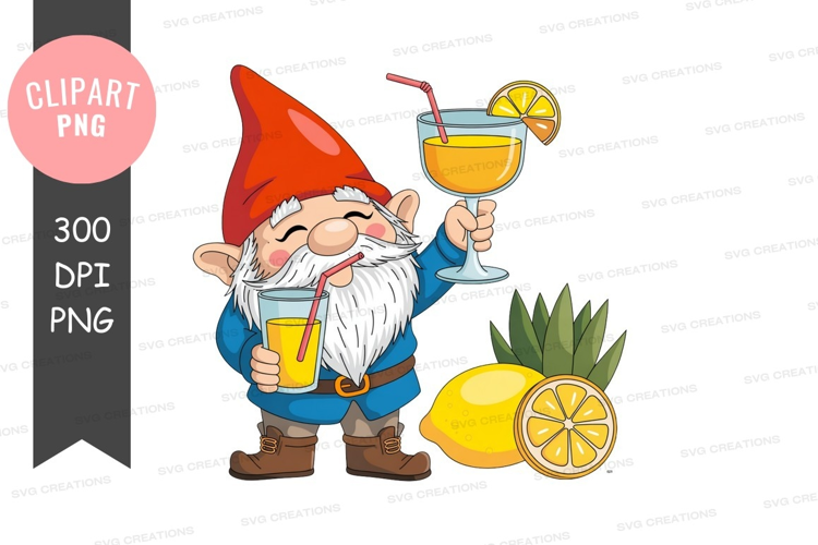 Gnome enjoying summer drinks