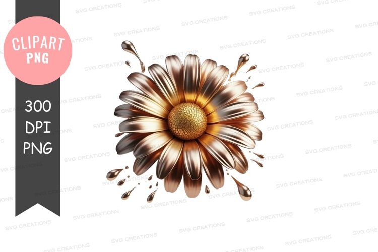 Golden daisy flower with droplets example image 1