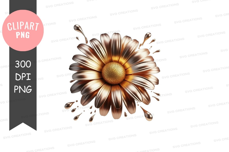 Golden daisy flower with droplets
