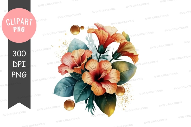 Vibrant tropical flowers clipart png