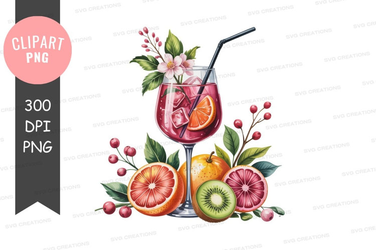 Vibrant summer cocktail with fruits