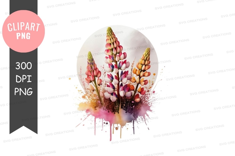 Vibrant lupine flowers clipart png